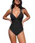 Womens Cupshe Plunge Paneling Cross Tie Back One Piece Swimsuit, Lg
