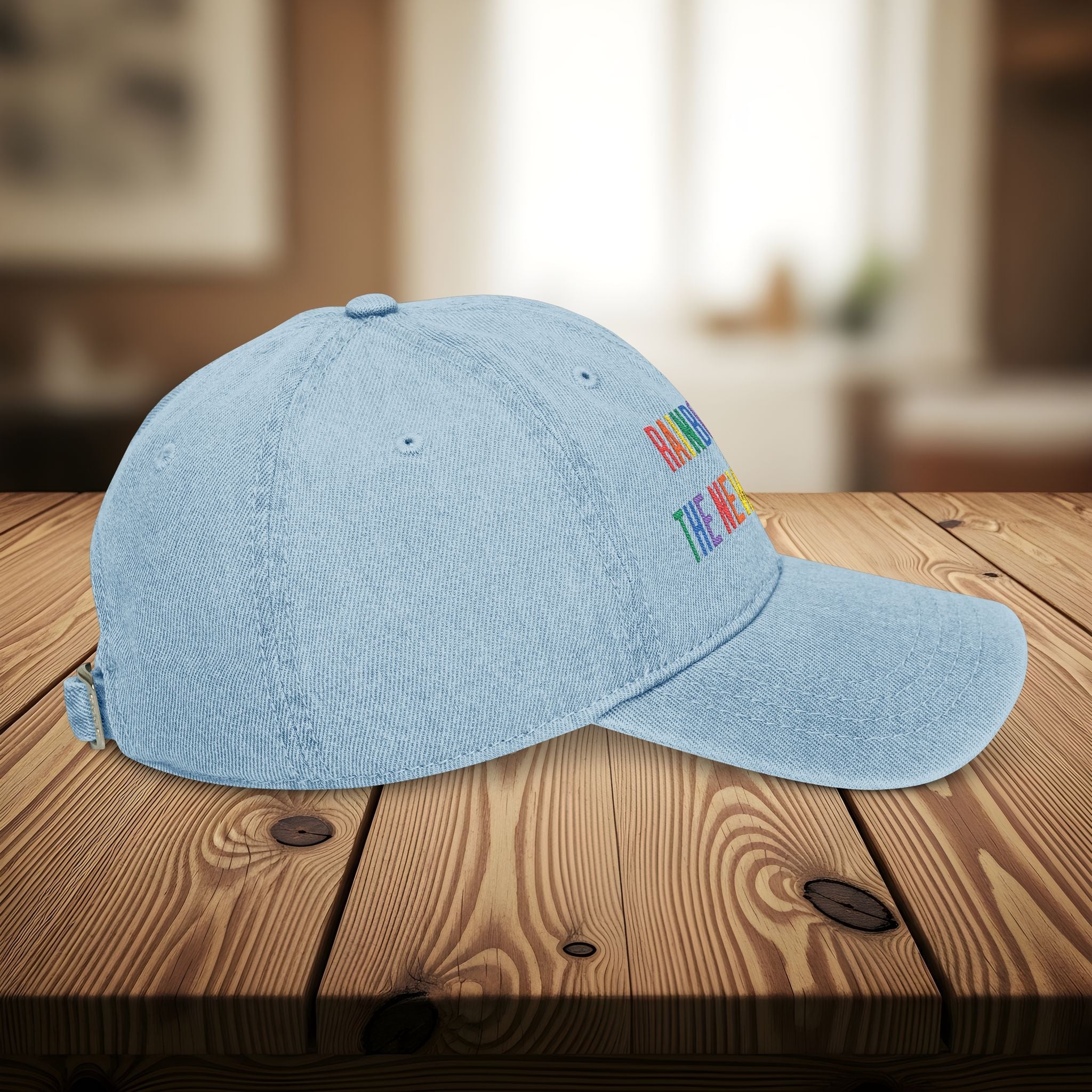 Bespattered Facade "Rainbow Is the New Black" Colorful Embroidered Denim Hat