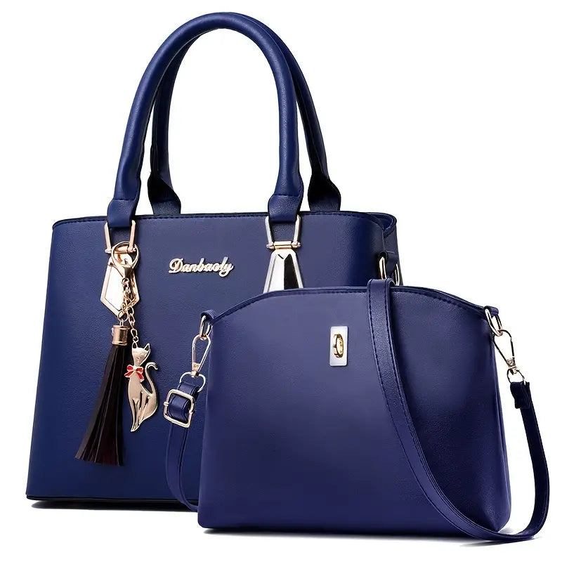 Fashionable Women's PU Handbag and Crossbody Purse Set
