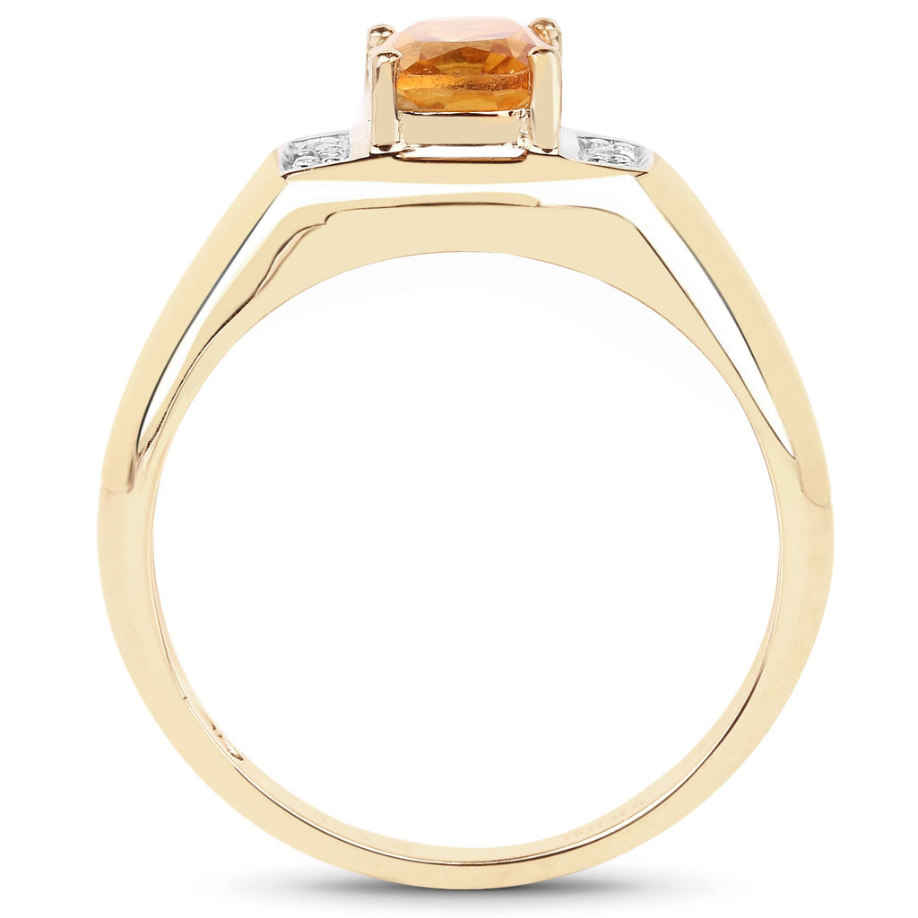 14K Yellow Gold Plated 1.36 Carat Genuine Citrine & White Topaz .925 Sterling Silver Ring