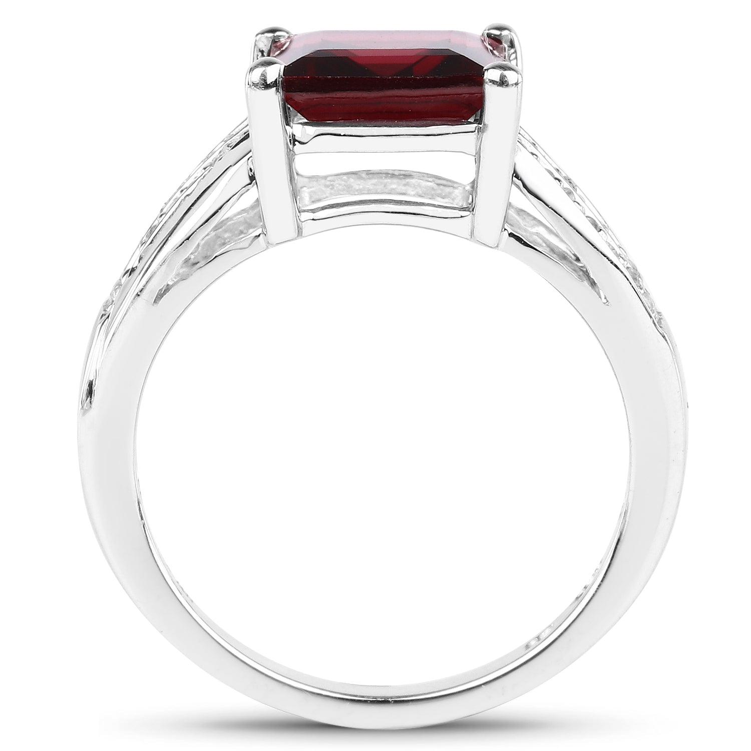 2.99 Carat Genuine Garnet and White Topaz .925 Sterling Silver Ring