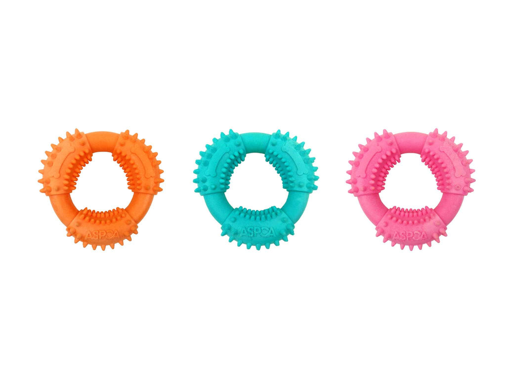 ASPCA Puppy Teething Spikey Ring Chew Toy Non-Toxic TPR Rubber for Small to Medium Dogs - Random Color Shipped