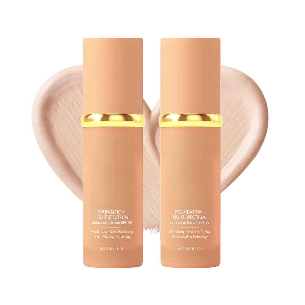 4 in 1 Foundation Liquid，Hydrating Medium full coverage concealer，Medium Full Coverage Concealer Foundation Liquid with SPF 50+，Hydrating Concealer Makeup Longwearing & Waterproof(2 PCS)