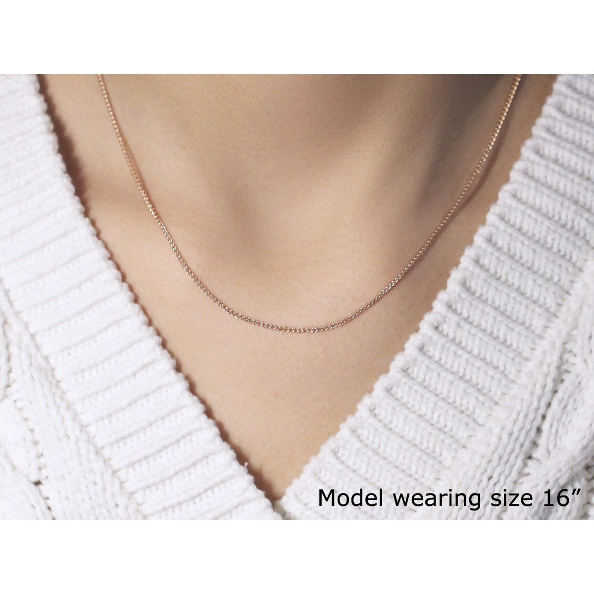 14k Rose Gold Diamond Cut Round Wheat Chain 1.1mm