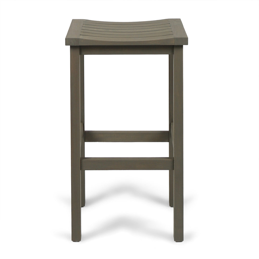 3-Piece Balcony Bar Set with Bottom Shelf Table and 2 Stools, Grey Finish