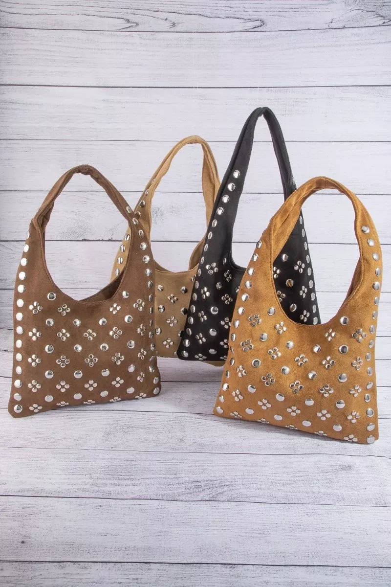 Fame Studded Rivets Hobo Shoulder Bag