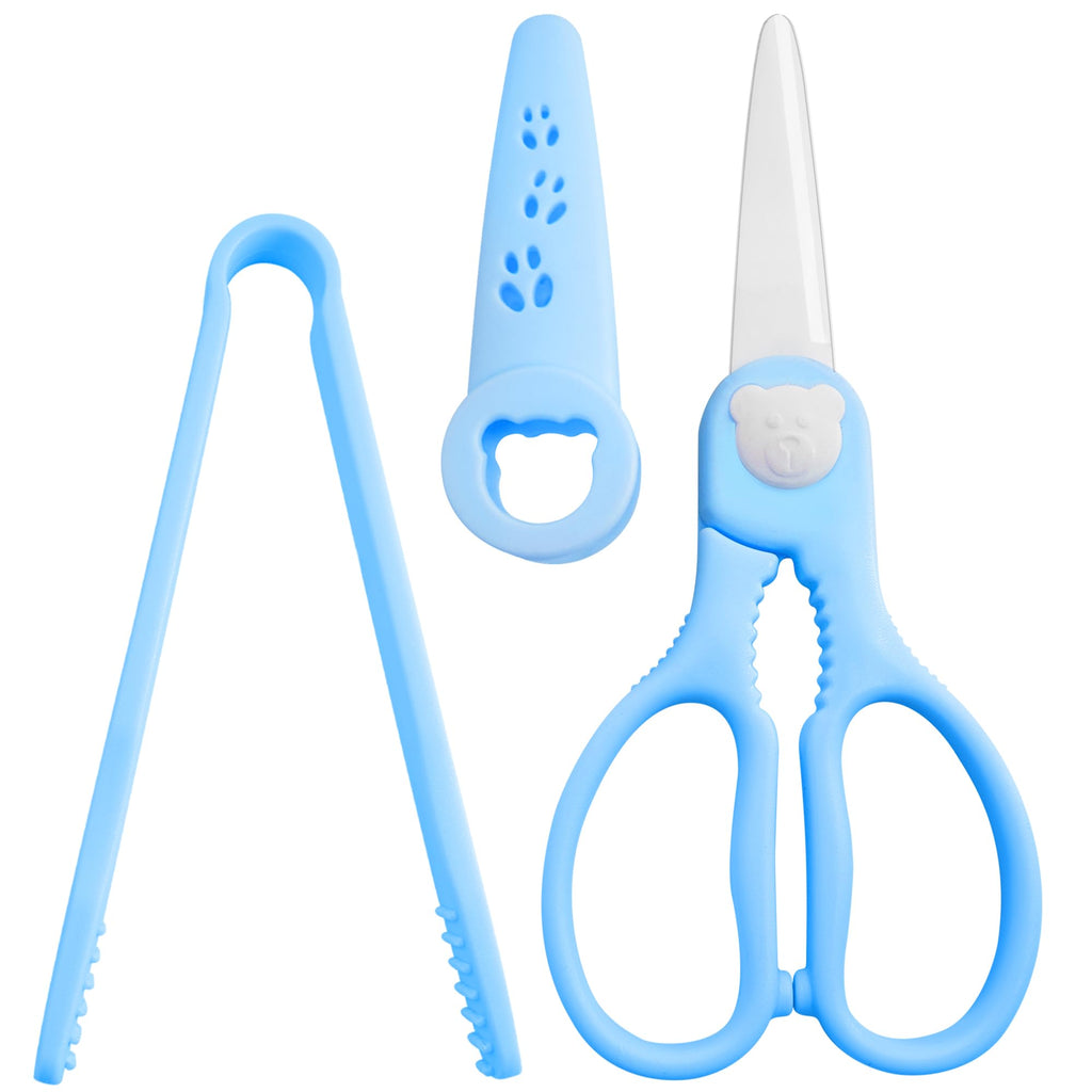 OIIJIOK Ceramic Scissors for Baby Food SetBaby Food Scissors with TongsPortable Toddler Shears with Protective Blade Cover and Travel CaseIdeal for Noodles Meat Chicken Veggies and Fruits