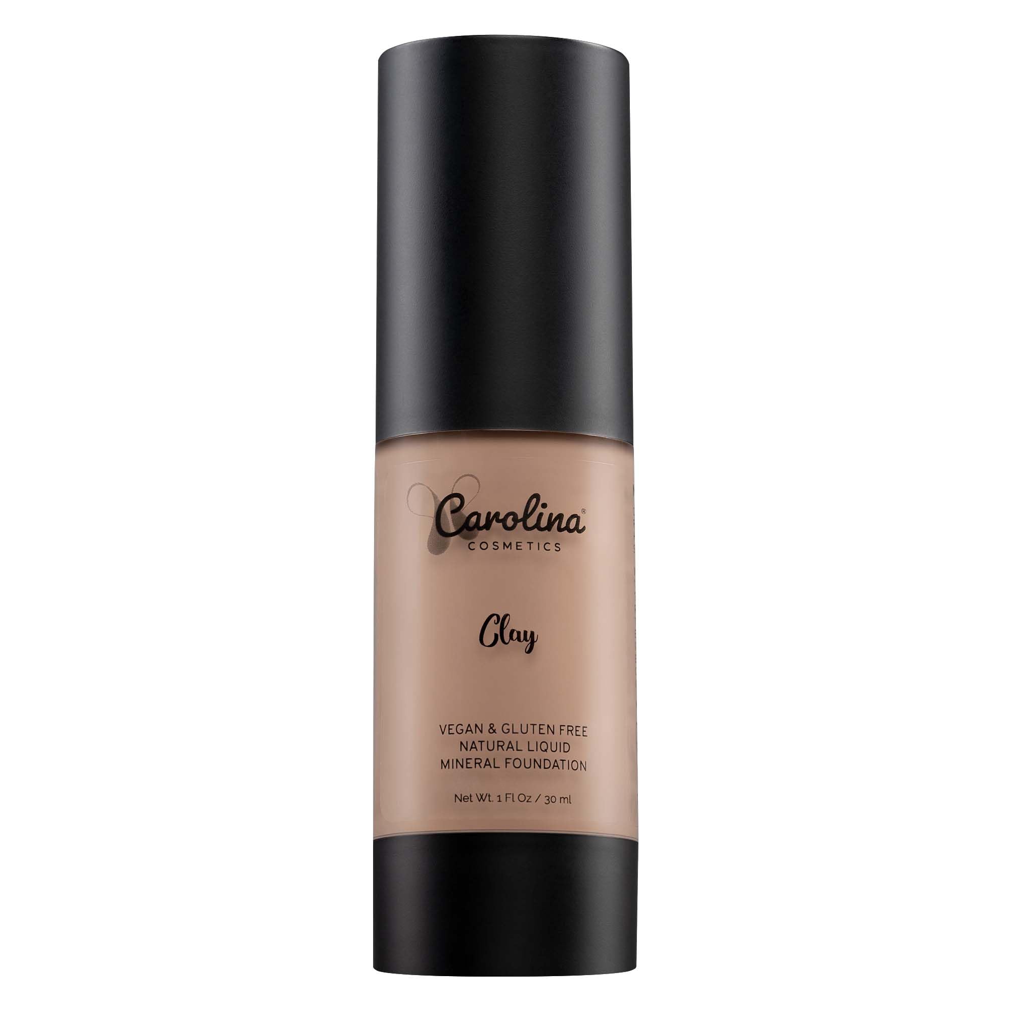 Carolina Cosmetics - Plant-Based Foundation in Clay Shade - Hydrating Pore-Minimizing & Buildable Coverage - Vegan Non-GMO Gluten-Free Paraben-Free - Sun Protection - 1Fl Oz