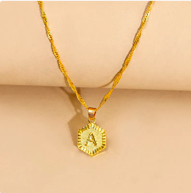 Hexagon Initial Pendant Necklace – Elegant Women's Jewelry