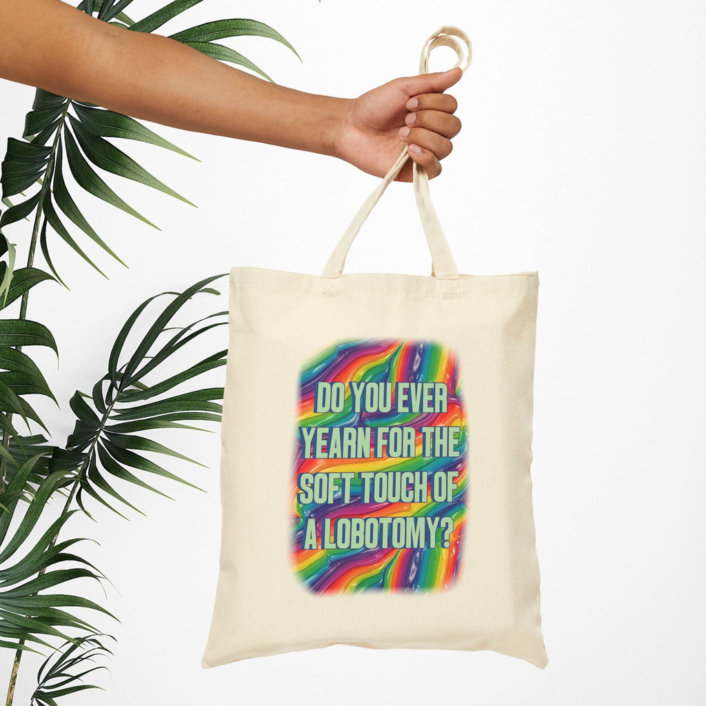 Bespattered Facade Rainbow "Lobotomy" Canvas Tote Bag Reusable Carryall