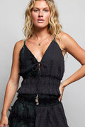 POL V-Neck Cotton Ruffled Crop Cami