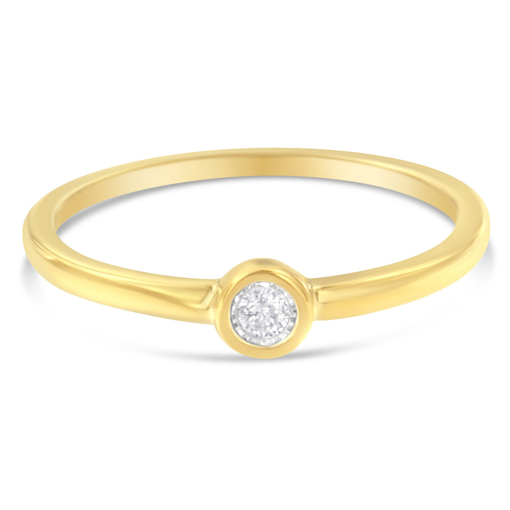 14K Yellow Gold Plated .925 Sterling Silver Miracle Set Diamond Ring (1/20 Cttw, J-K Color, I1-I2 Clarity) - Size 6