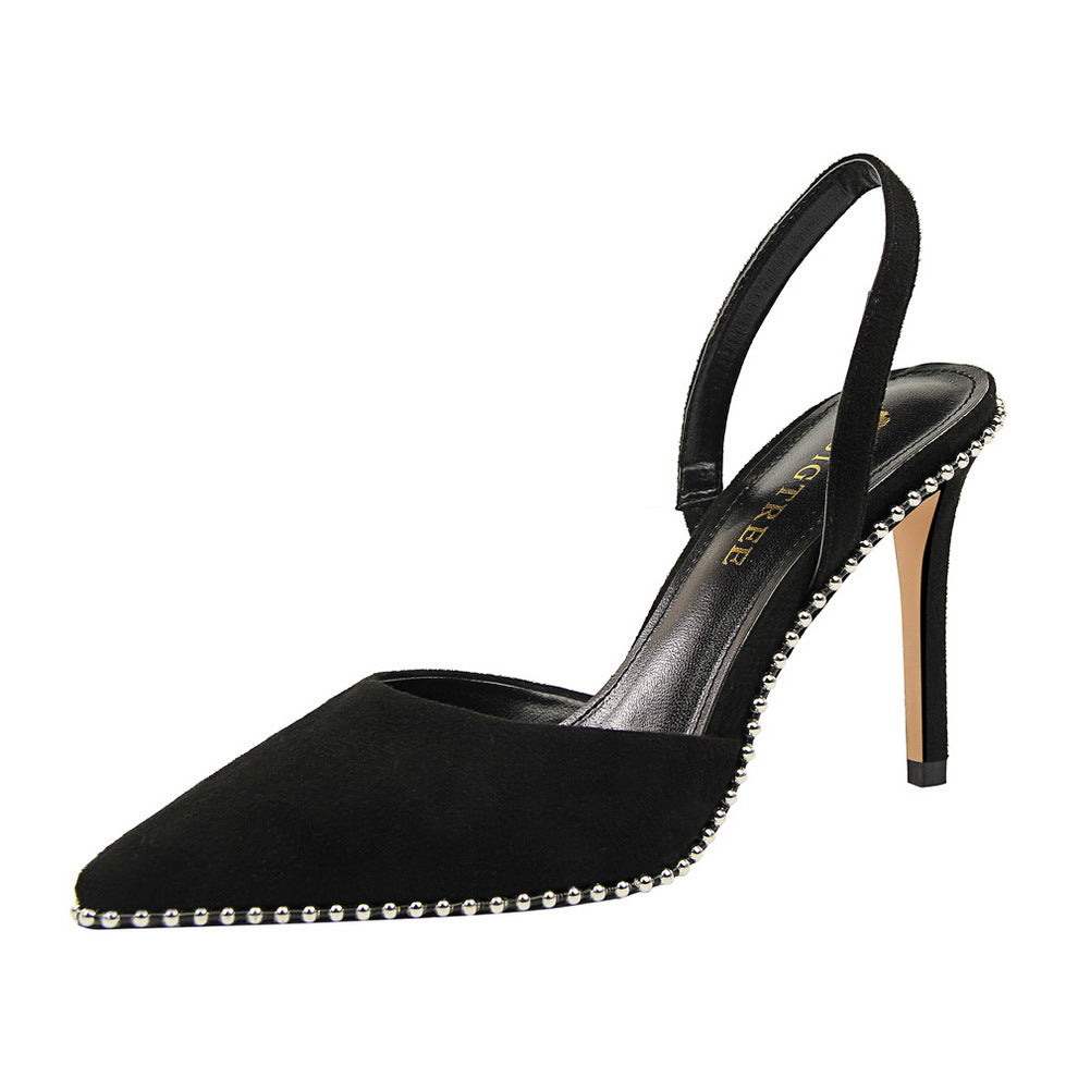 2020 Summer New Metal Studded Pointed High Heel Sandals