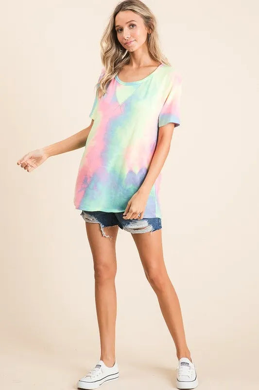 BiBi Tie Dye French Terry Print Top