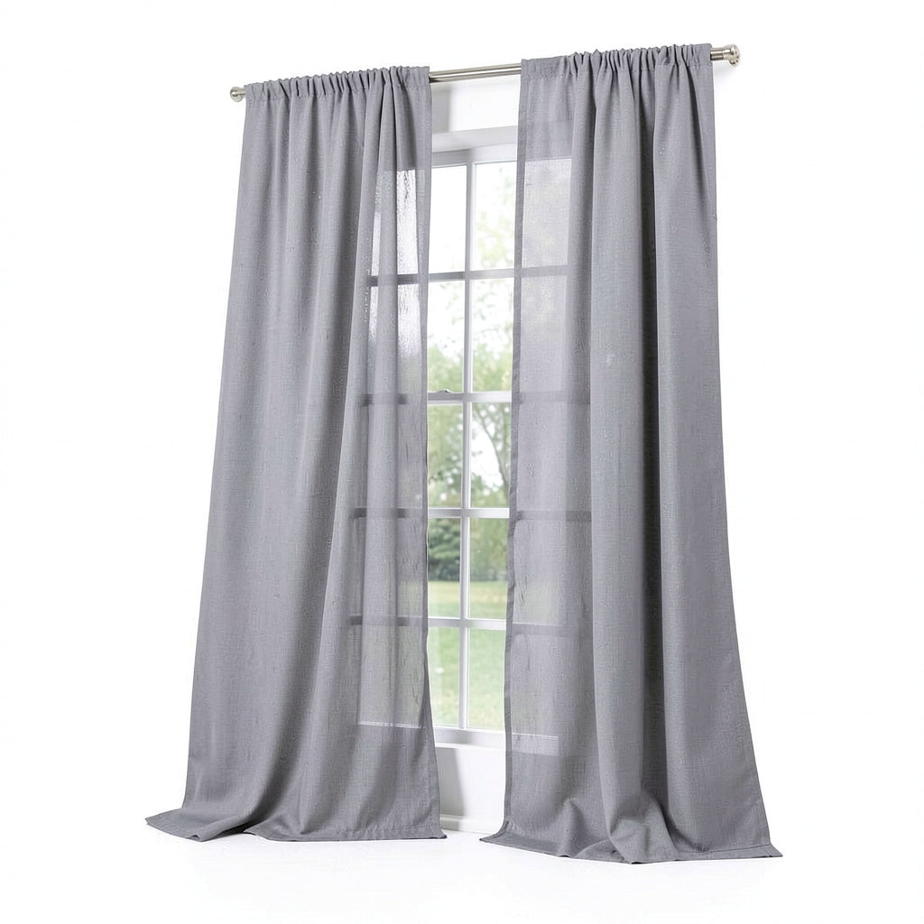 No. 918 1-Panel Lourdes Crushed Sheer Window Curtain, Grey, 59X84