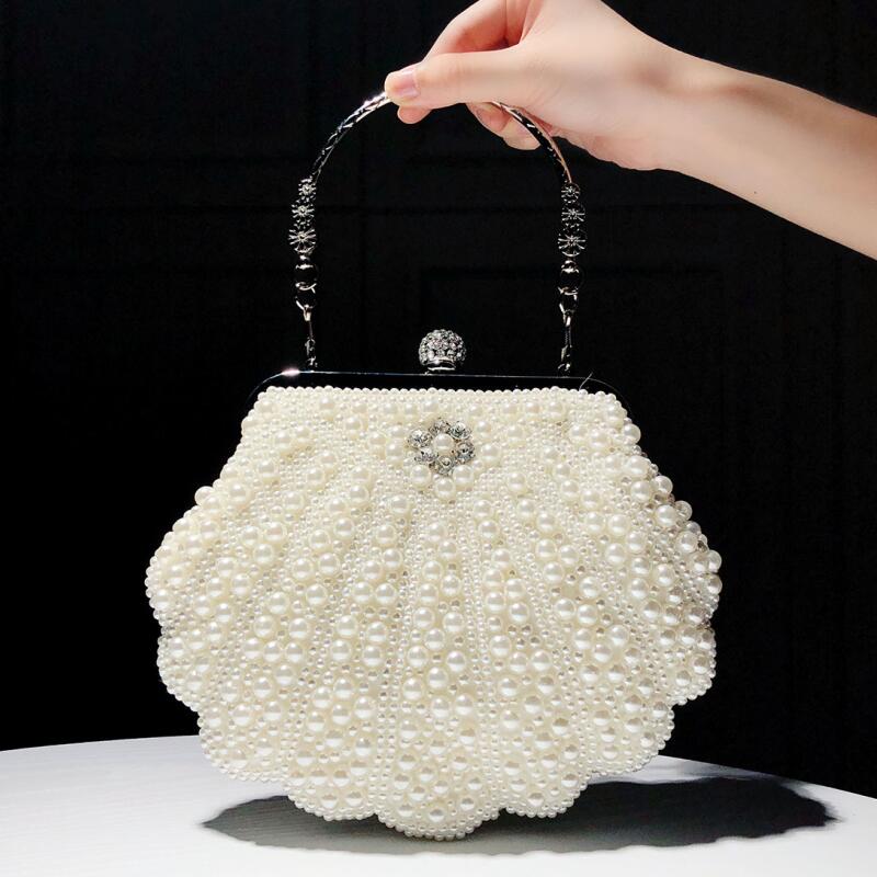 Women's Pearl Evening Clutch and Shoulder Bag