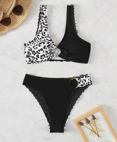 Chanshuang New Women's One-Shoulder Printed Bikini