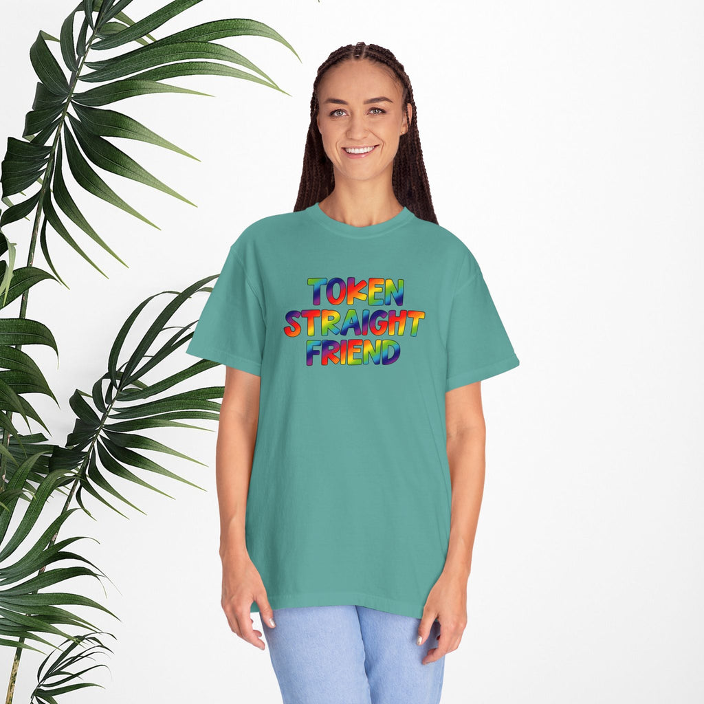 Bespattered Facade Rainbow Token Straight Friend Colorful LGBTQ+ Pride Premium Unisex Comfort Colors Garment Dyed 100% Cotton T-Shirt