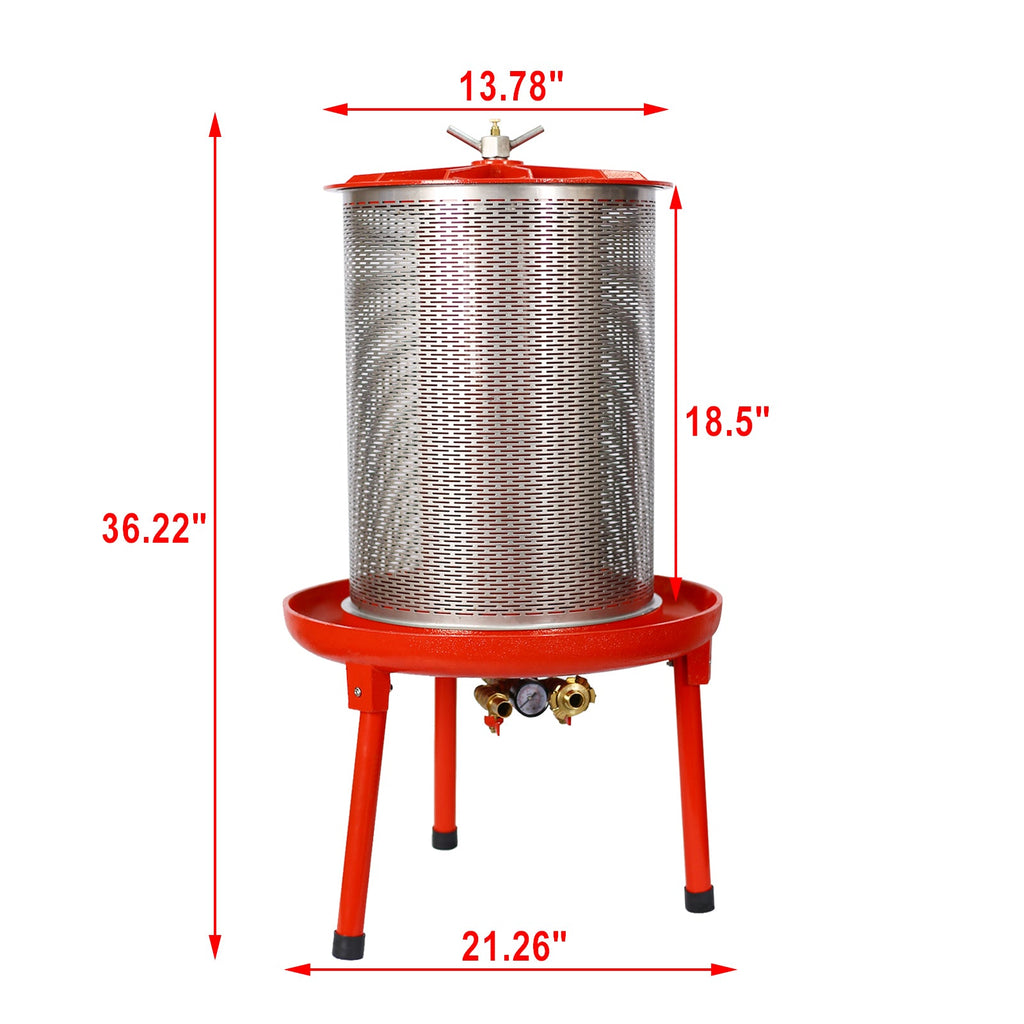 Hydraulic Fruit Wine Press with Fruit and Apple Crusher - Electricity-Free/Water-powered Cider Wine Bladder Press