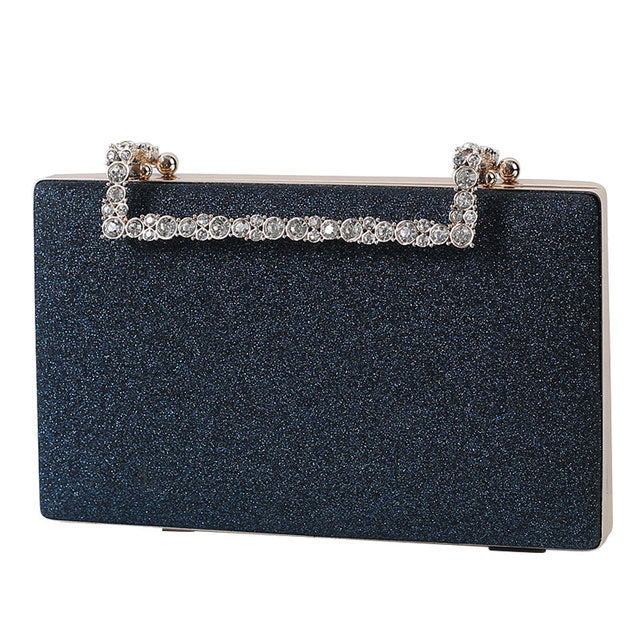 Women's Diamond Evening Clutch Bag with Chain Strap