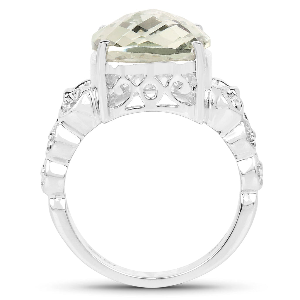 6.74 Carat Genuine Green Amethyst .925 Sterling Silver Ring