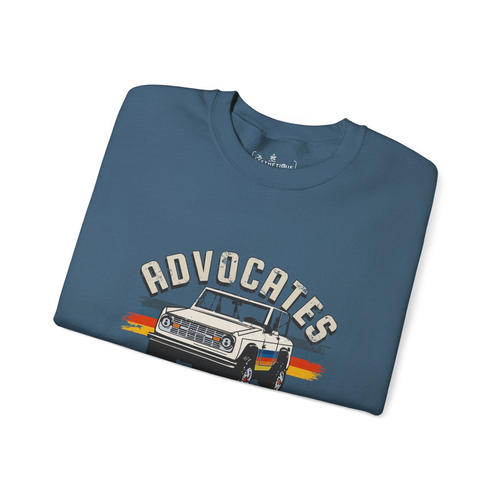 Advocates Keep Truckin', Keep Buckin' - Retro Bronco Truck - Unisex Heavy Blend™ Crewneck Sweatshirt