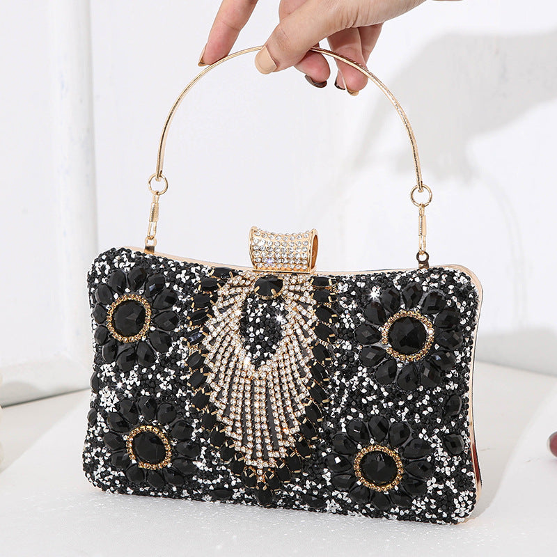 Multicolored Diamond Crystal Flower Evening Clutch Bag