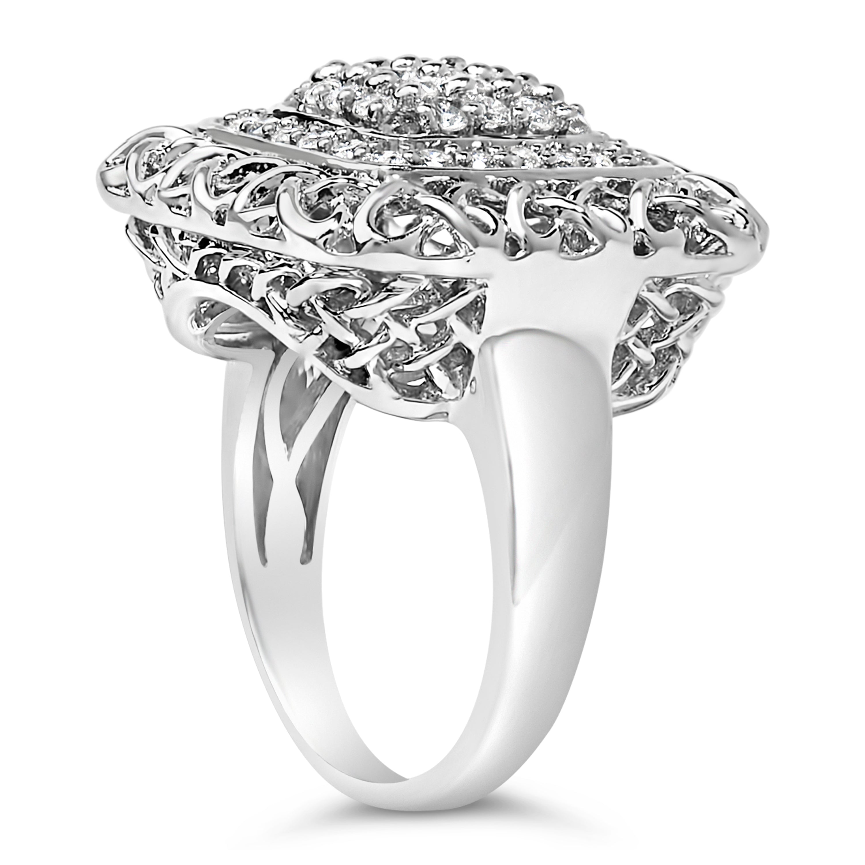 Sterling Silver 1.0 Cttw Diamond Celtic Knot Cocktail Ring