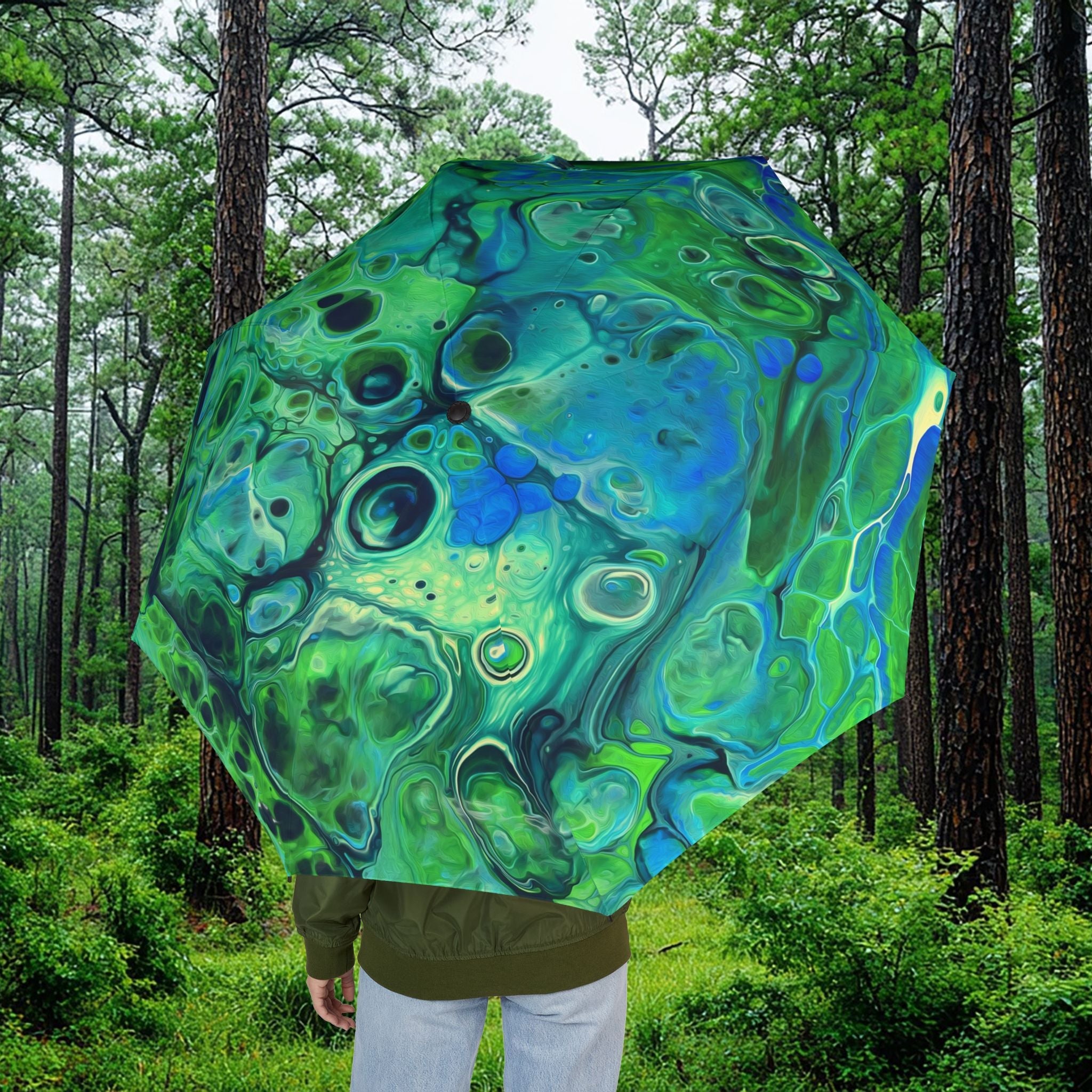 Bespattered Facade Radioactive Foldable Umbrella — Compact Semi-Automatic Rain Parasol