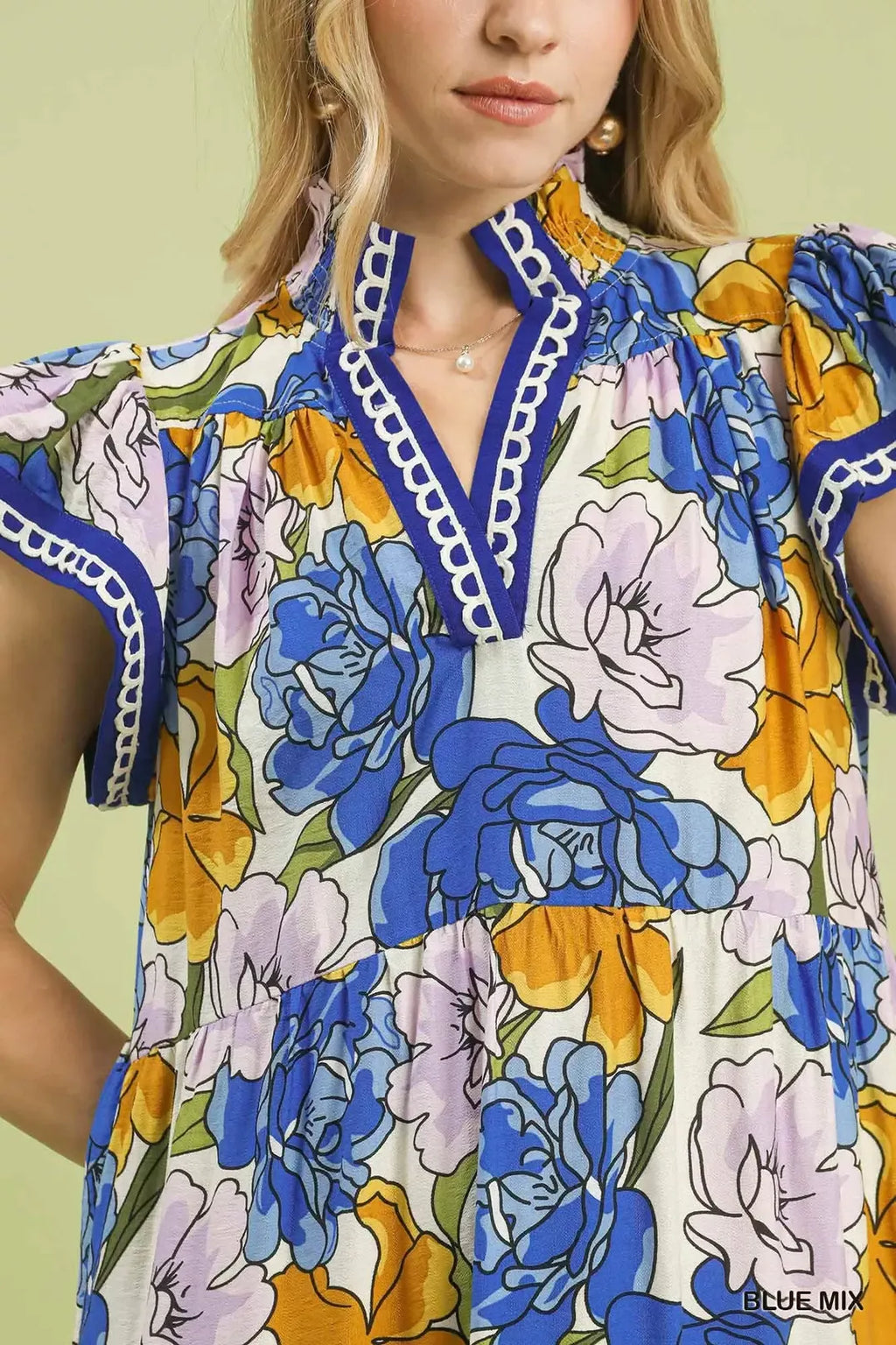 Umgee Mix Bold Floral Tiered Midi Dress