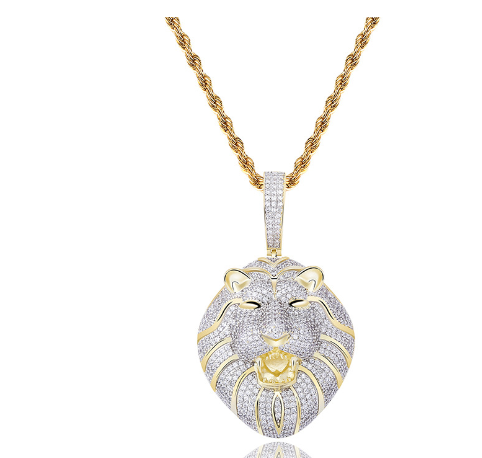INS New Lion Head Zircon Hip Hop Pendant Jewelry