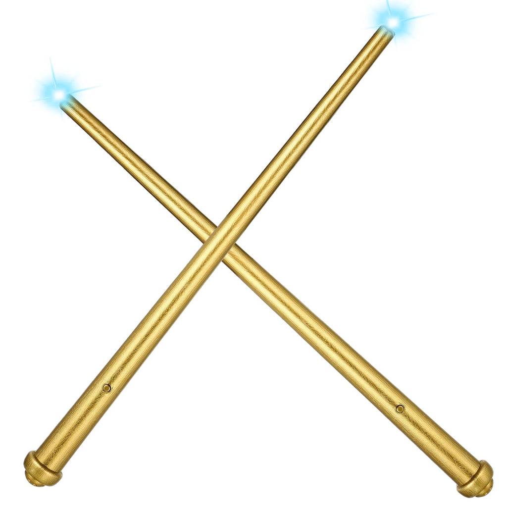 Gejoy 2 Piece Light up Wand Magic Wizard Wand Princess Fairy Wands Christmas Light Wand Sound Toy Cosplay Props for Kids(Gold)