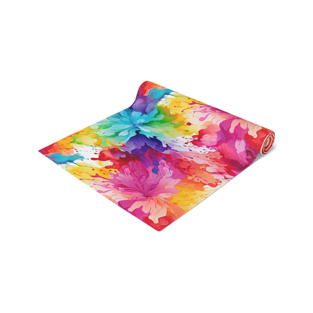Bespattered Facade Rainbow Abstract Flowers Table Runner (2 sizes)