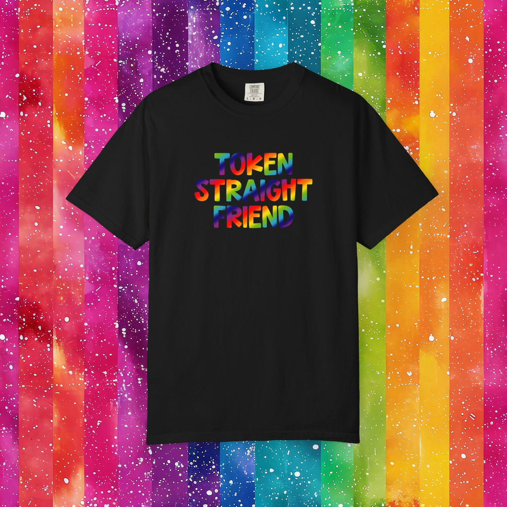 Bespattered Facade Rainbow Token Straight Friend Colorful LGBTQ+ Pride Premium Unisex Comfort Colors Garment Dyed 100% Cotton T-Shirt