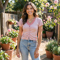 Hippie Rose Juniors Ruched Cardigan T-Shirt, Size Medium