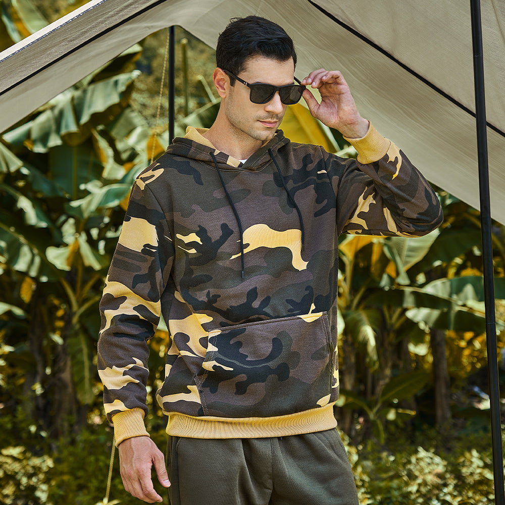 Men's Camouflage Hooded Pullover Athletic Casual Top