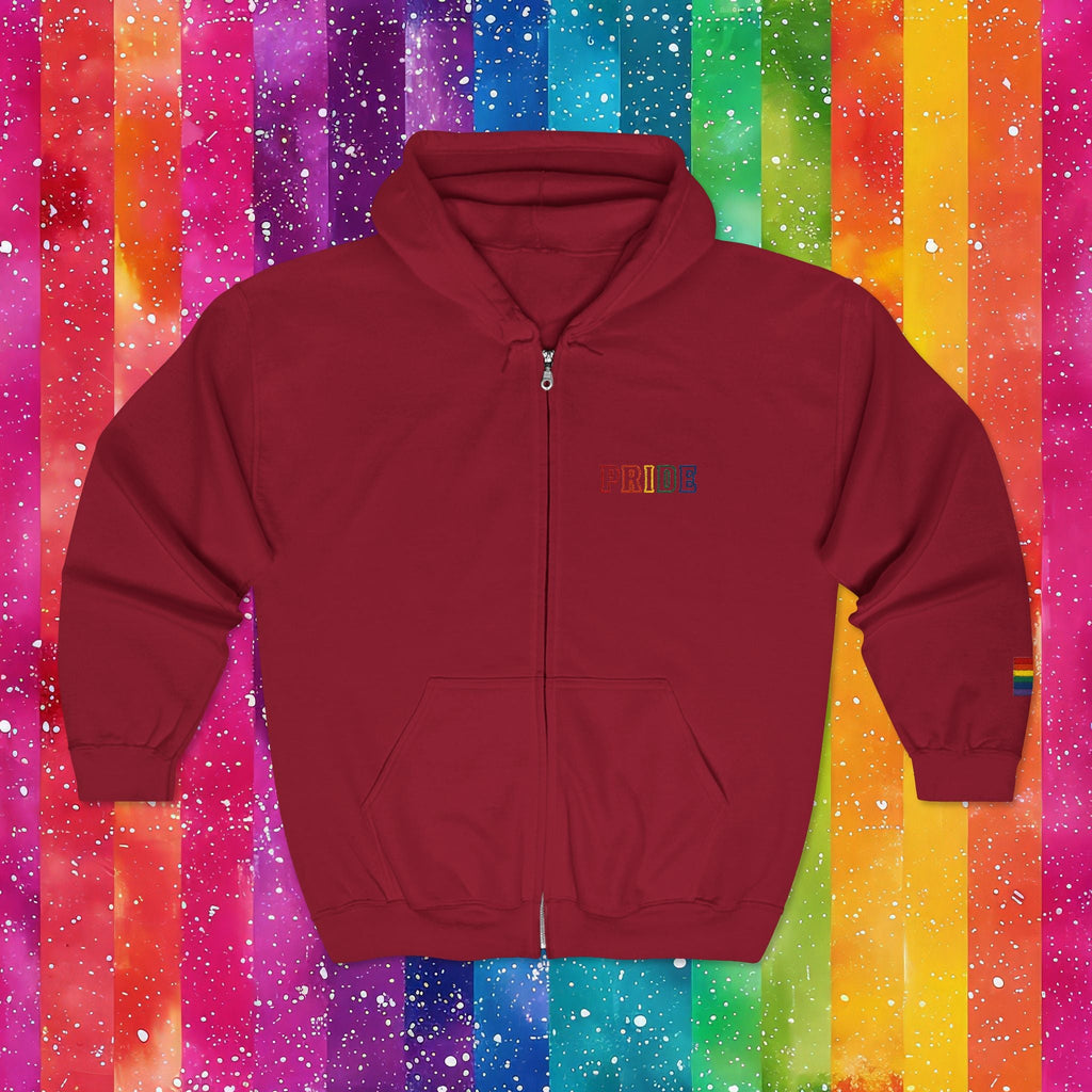 Bespattered Facade Rainbow LGBTQ+ Pride Embroidered Full-Zip Hoodie