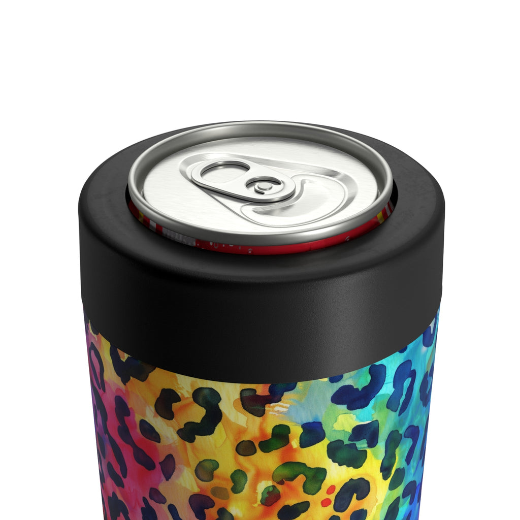 Bespattered Facade Rainbow Watercolor Leopard Can Holder