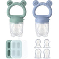 2 Pack Silicone Baby Fruit Feeder with Mini Freezer Tray Baby Teethers Breastmilk Popsicle Molds for Baby Teething Relief Fresh Food Feeder for Safe Infant Self Feeding Extra Food Pouches