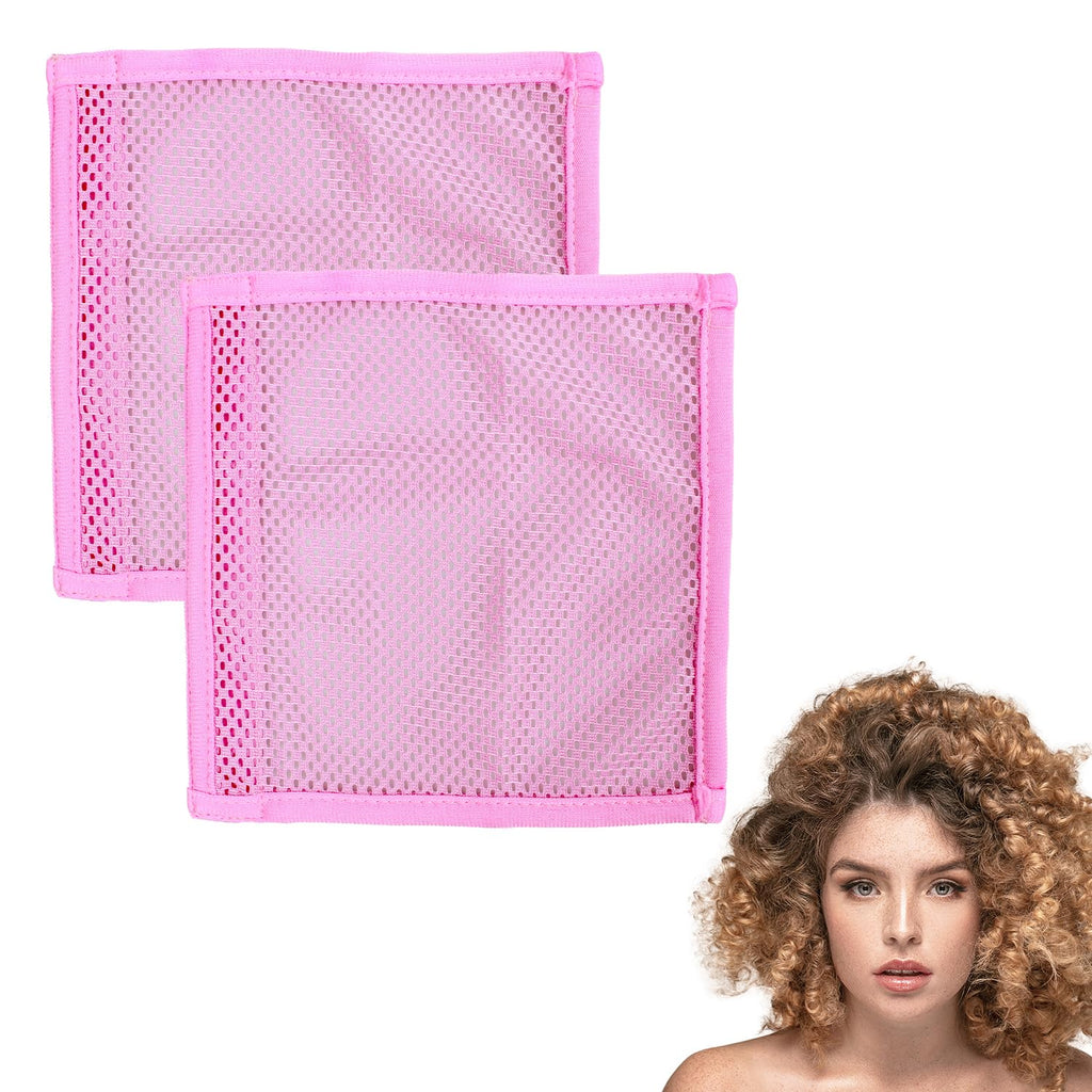 Hair Locking Stretcher: Prevents shrinkage and locks hair in place. Mesh Curling Tool - Helps maintain length and stretch without heat (Pink Small 2pcs)