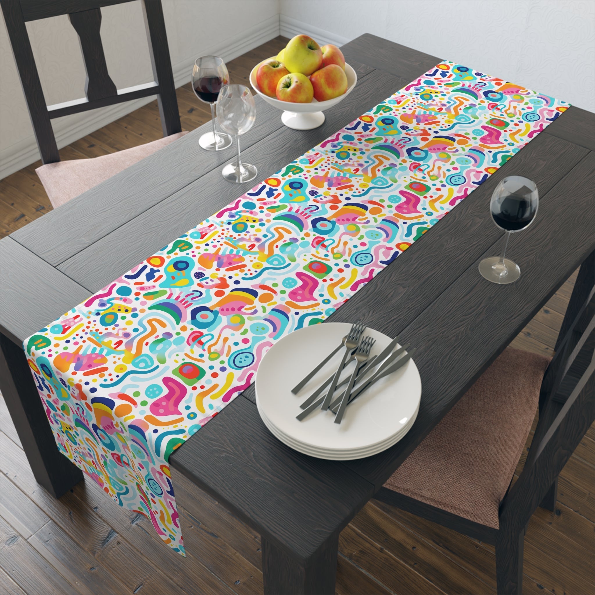 Bespattered Facade Rainbow Doodles Table Runner (2 sizes)