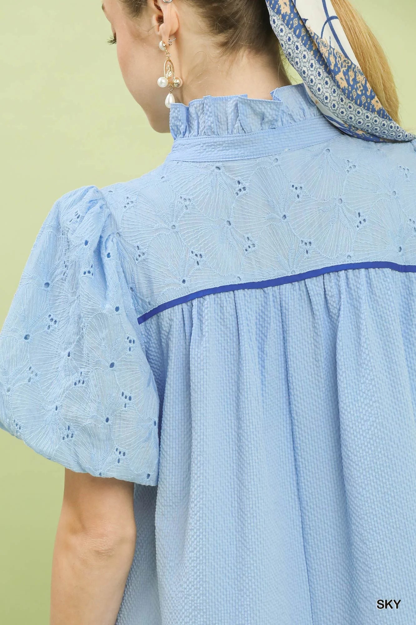 Umgee Puff Sleeve Textured Babydoll Dress