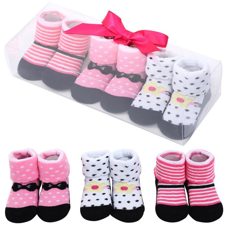 Cute Cartoon Polka Dot Baby Socks with Bow Set
