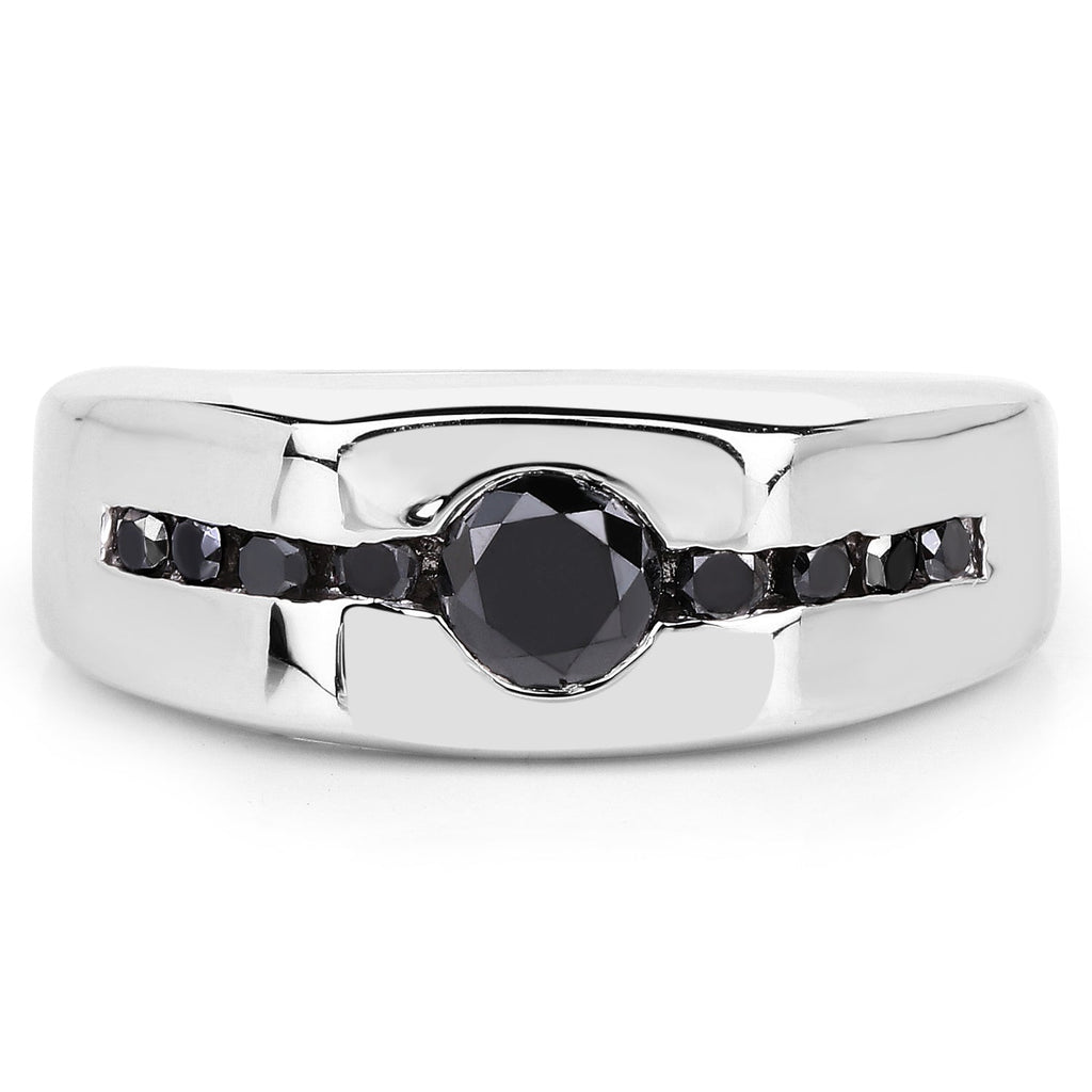 0.74 Carat Genuine Black Diamond .925 Sterling Silver Ring