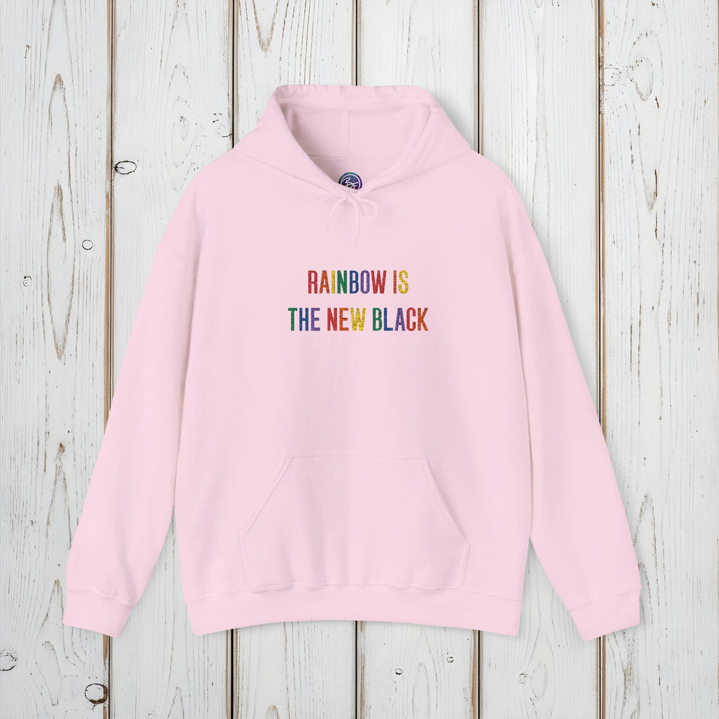 Bespattered Facade "Rainbow Is the New Black" Colorful Embroidered Unisex Heavy Blend™ Hooded Sweatshirt