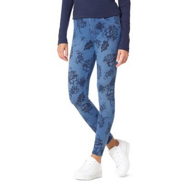 Hue Floral Denim Leggings, Size XS