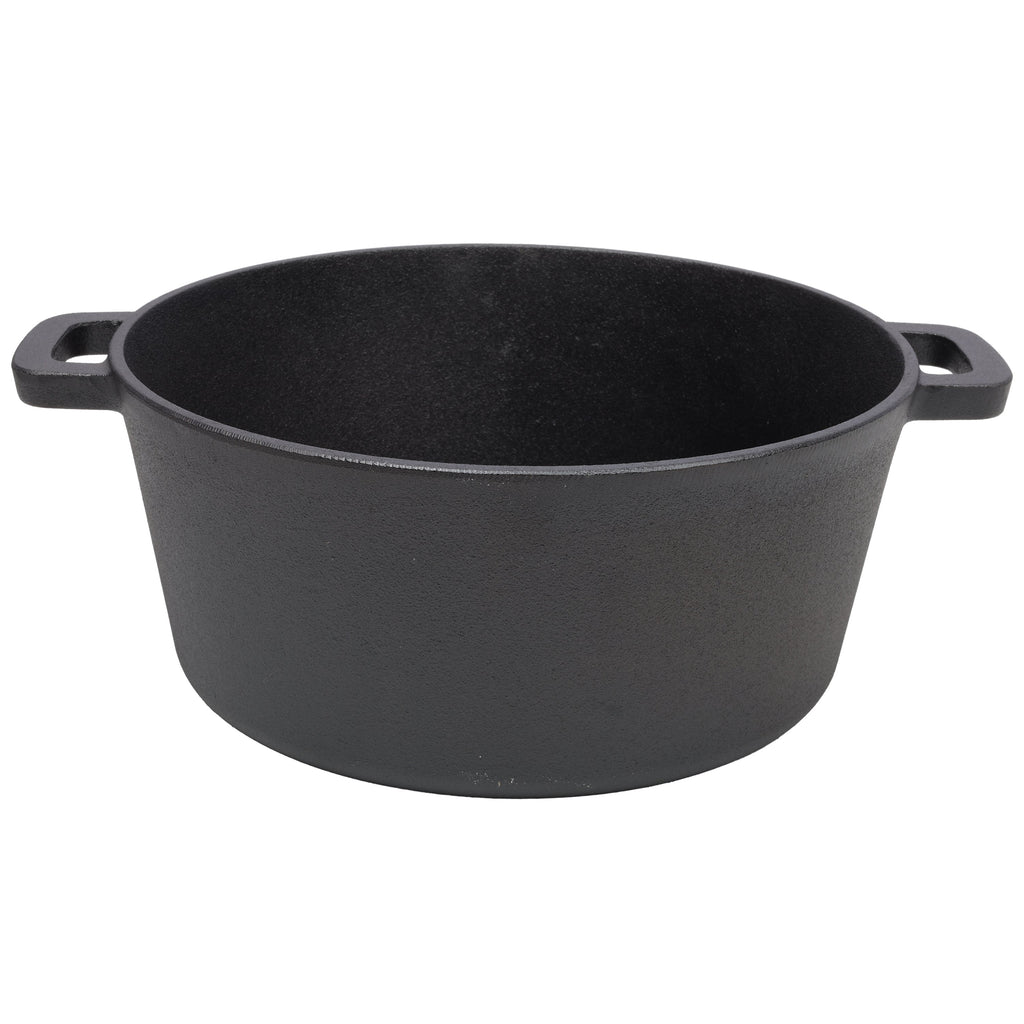3 in 1 Pre-Seasoned Cast Iron Dutch Oven, Outdoor Camping Deep Pot, 5 Quart. Cover As A Skillet with Ribbed Bottom Design. With 1PC Iron Pot Rack, 1PC Lid Lifter.