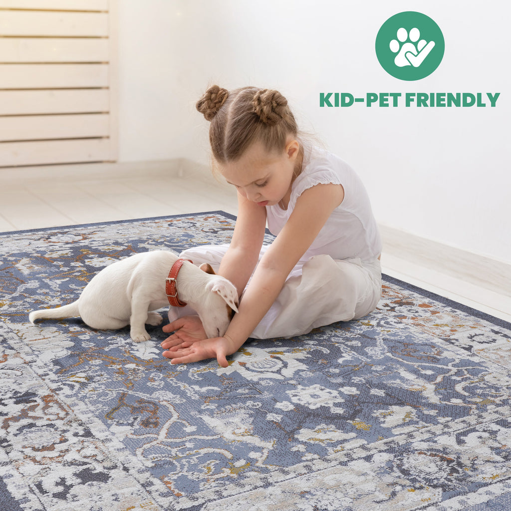NAAR PAYAS Collection 2X3 Blue / Traditional Doormat Rug