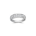 MORGAN & PAIGE .925 Sterling Silver Platinum Plated Wedding Anniversary Rings for Women - Classic Channel-Set Princess Cut Cubic Zirconia Ring Stackable Women Wedding Band Silver Ring Size 9