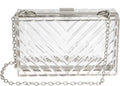 WJCD Clear Purses For Women Clear Purse Acrylic Clear Clutch Bag Clear Bag Stadium Approved (Silver)